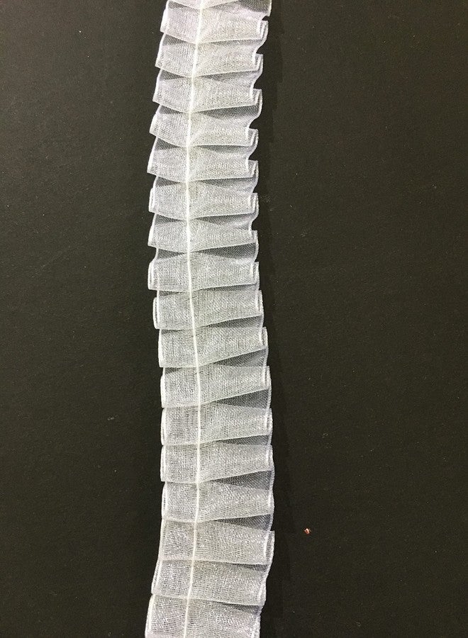 DaSync SYNC Frill lace Border White Laces for Dresses Blouse Dupatta 9 mtrs Saree Gowns Pleated 1 inch Curtains Decoration Women Fancy Craft - Image 1